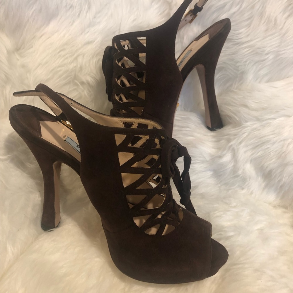 Prada Suede Heeled Booties